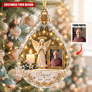 Custom Photo Memorial Angel Acrylic Ornament, Sympathy Keepsake for Loved Ones