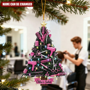 Hair Salon Christmas Tree - Personalized Acrylic Ornament, Gift For Hairdresser