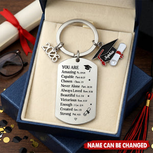 Never Alone, Always Loved - Personalized Graduation Keychain