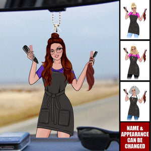Rockin' The Hairstylist - Personalized Acrylic Car Ornament - Gift For Hairstylist