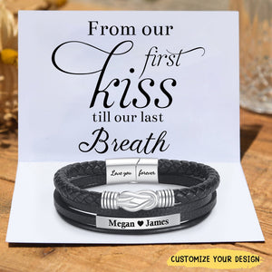 Personalized Couple Forever And Always Linked Magnetic Clasp Bracelet