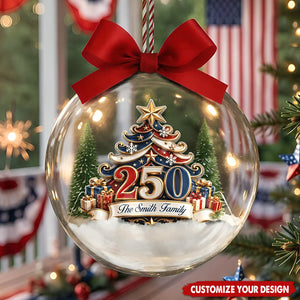 Christmas Tree 250 Years Of Freedom - Custom 3D Acrylic Ball Ornament