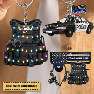 Police Bulletproof Vest, Personalized Keychain, Gift For Police Officers