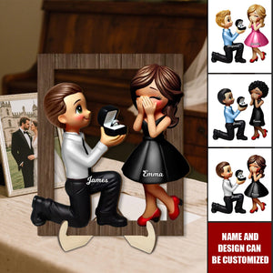 Marriage Proposal "She Said Yes!" - Personalized 2-layer Wooden Plaque, Just Engaged Gifts For Couple