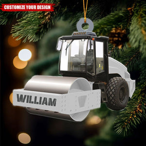 Road Roller Truck - Personalized Acrylic Christmas Ornament, Gift For Roller Driver