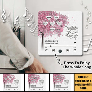 Grandma Grandkids Fill A Place In Your Heart Heart Tree Personalized Music Fridge Magnet, Heartfelt Mother's Day Gift For Mom For Grandma