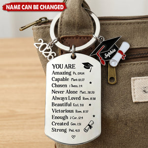 Never Alone, Always Loved - Personalized Graduation Keychain