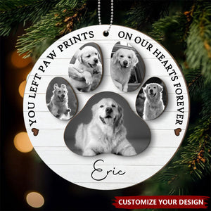 You Left Paw Prints On Our Hearts Personalized 2-Layer Wooden Ornament