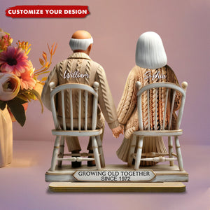 Couple Sitting Together Personalized Standing Wooden Plaque