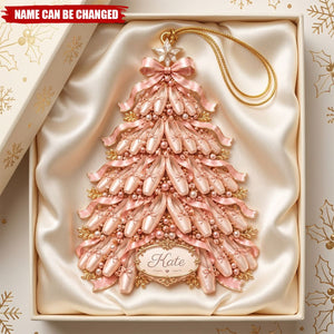 Personalized Ballet Shoes Christmas Tree Ornament, Custom Name Champagne Ballet Keepsake, Ballet Tree Acrylic Keepsake
