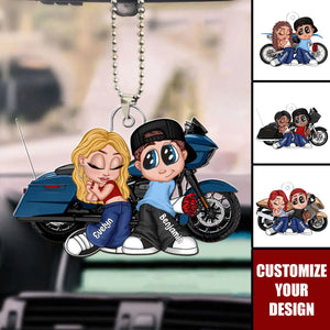 Y2K Couple Motorcycle Personalized Acrylic Ornament, Valentine's Day Gift For Him, For Her