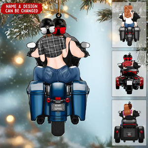 Personalized Acrylic Ornament For Couple Bikers, Motorcycle Trike Lovers