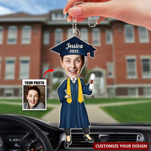 Custom Photo You Belived You Could So You Did - Personalized Acrylic Car Ornament, Graduation Gift For Family Members