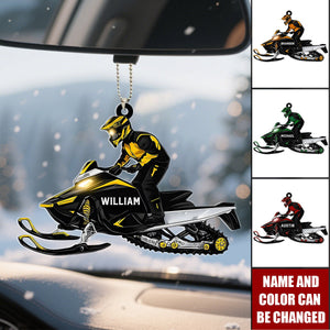 Snowmobile Rider - Personalized Car Ornament