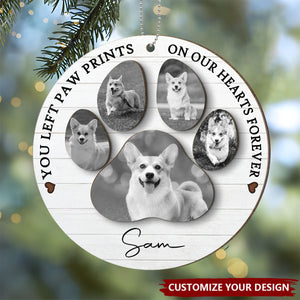 You Left Paw Prints On Our Hearts Personalized 2-Layer Wooden Ornament