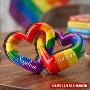 Rainbow Heart - Personalized Wooden 4-Layer Block
