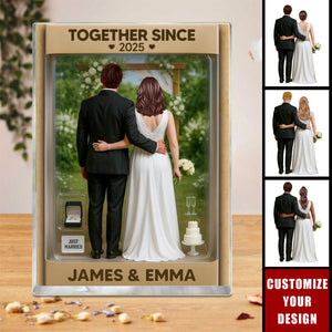 Bride & Groom Couple Garden Wedding Theme - Personalized Acrylic Block Plaque