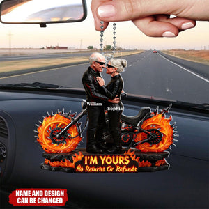 I'm Yours No Returns Or Refunds, Motorcycle And Flames, Car Hanging Ornament