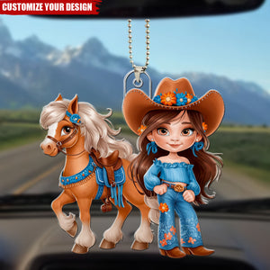 Cute Equestrian Girl - Personalized Acrylic Car Ornament