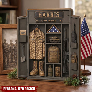 Personalized Military Wooden Block, Custom Name Veteran Memorial Sign
