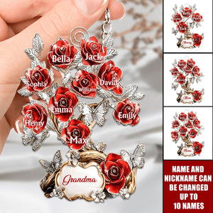 Flowers For Mom Grandma - Personalized Keychain