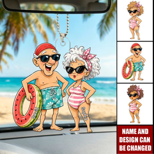 Funny Old People Swim - Personalized Car Ornament