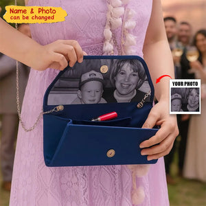 Personalized Silk Bow Tie Clutch With Photo Purse