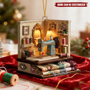 Sewing Machine - Personalized Acrylic Christmas Ornament, Gift For Seamstress & Maker