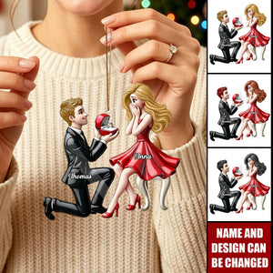 Personalized She Said Yes Acrylic Ornament, Newly Engaged Gift, Valentines Gift For Couple