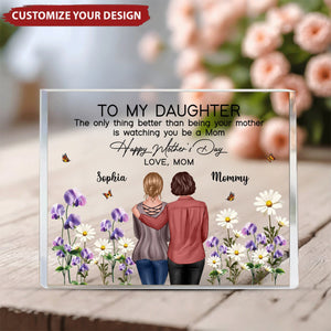 To My Daughter From Mom Happy Mother's Day Birth Flower Personalized Acrylic Block Plaque