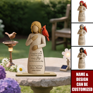 Always With You Cardinal & Woman - Personalized Standing Wooden Plaque, Memorial Sympathy Gift