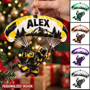 Personalized Skydiving Ornament, Custom Name Parachute Christmas Tree Decoration