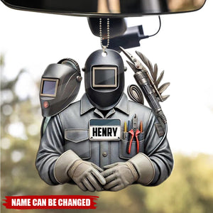 Celebrate The Craftsmanship Personalized Welder Acrylic Car Ornament