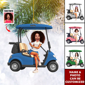 Custom Photo Lady Golfer Personalized Christmas Ornament