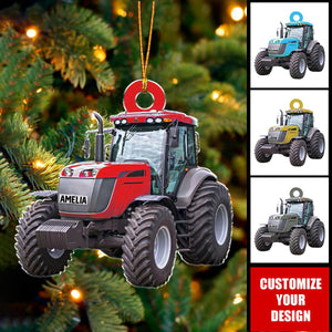 Custom Name Tractor - Personalized Christmas Acrylic Ornament