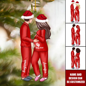 Expecting Parents Christmas Pregnancy Personalized Acrylic Ornament, Baby Arriving Ornament