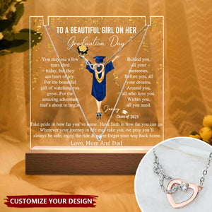 Graduation Gifts For Her - Personalized LED Light Acrylic Plaque With Infinity Necklace