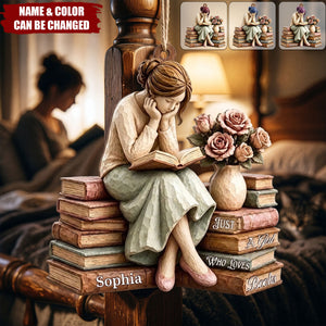 "Just A Girl Who Loves Books" Personalized Book Lover Wooden Ornament
