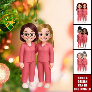 Besties Pink Tone - Personalized Christmas Acrylic Ornament