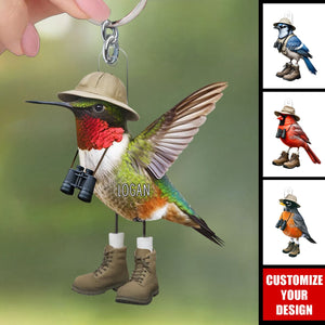 Funny Bird Watcher Personalized Acrylic Keychain, Gift for Bird Lover