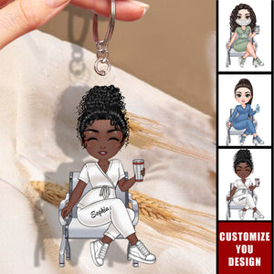 Custom Cartoon Gift For Medical Staff - Personalized Acrylic Keychain