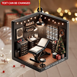 Tattoo Studio Personalized Christmas Ornament, Gift For Tattoo Artist