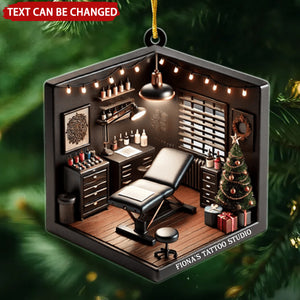 Tattoo Studio Personalized Christmas Ornament, Gift For Tattoo Artist