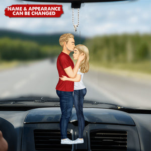 Kissing Couple - Personalized Acrylic Car Ornament - Valentine's Day Gift For Her, Gift For Him