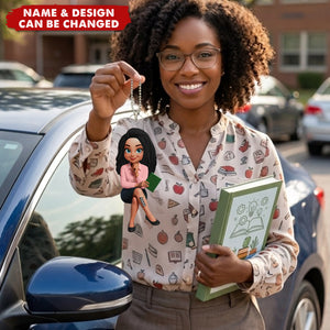 Teach Love Changes Life - Personalized Acrylic Car Ornament - African American Teacher Appreciation Gift