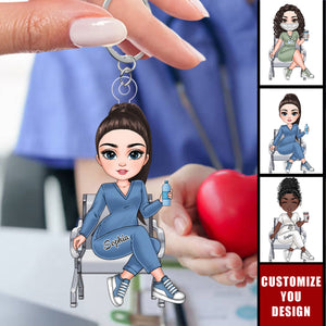 Custom Cartoon Gift For Medical Staff - Personalized Acrylic Keychain
