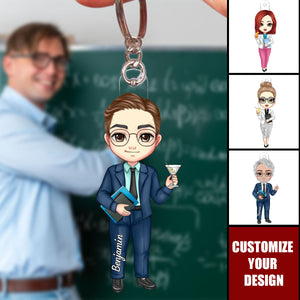 Cartoon Fashion Teacher - Personalized Acrylic Keychain, Back to School Teacher's Day Gift for Teacher