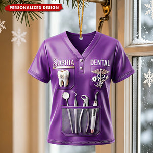 Personalized Dental Worker Christmas Ornament - Custom Name Dentist Dental Hygienist Hanging Ornament