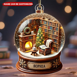 Book Lover Room Snow Globe Christmas Book Club - Personalized Acrylic Ornament