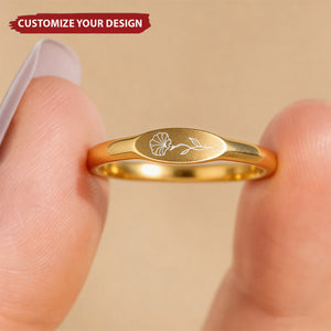 Personalized Birth Flower Ring - Meaningful Gift For Mom, Grandma